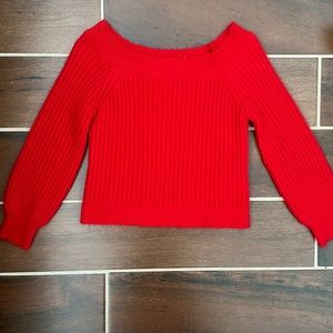 Red Crop Ribbed Sweater